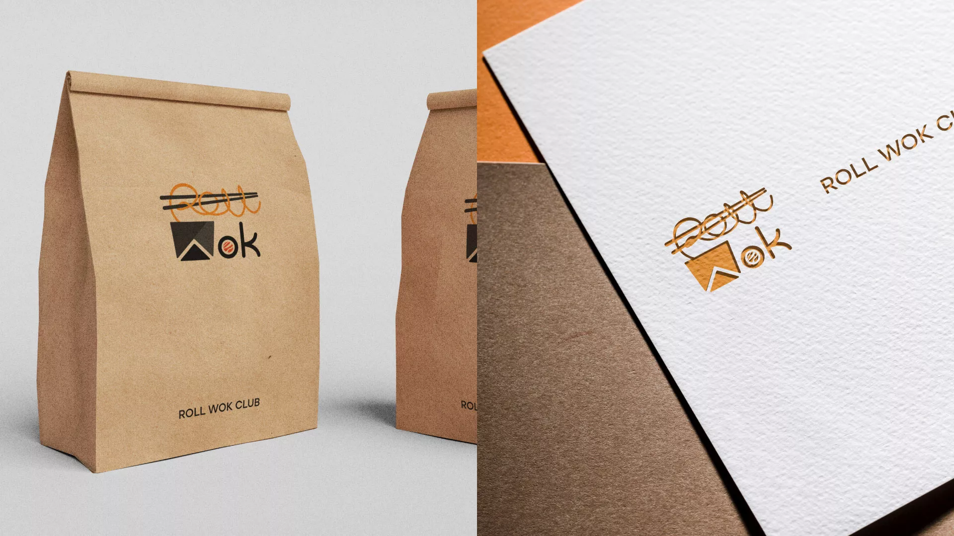 Разработка логотипа суши-бара «Roll Wok Club» в Дивногорске