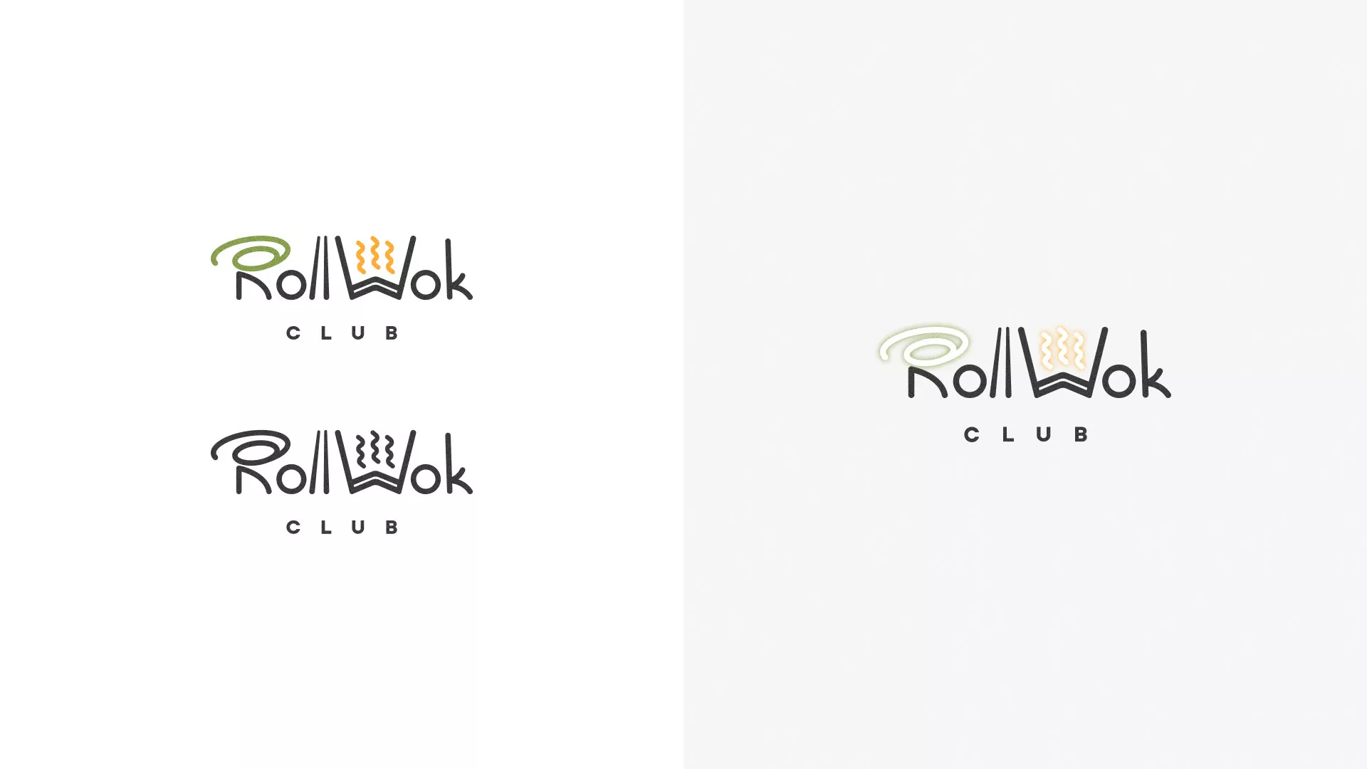 Разработка логотипа и фирменного стиля суши-бара «Roll Wok Club» в Дивногорске